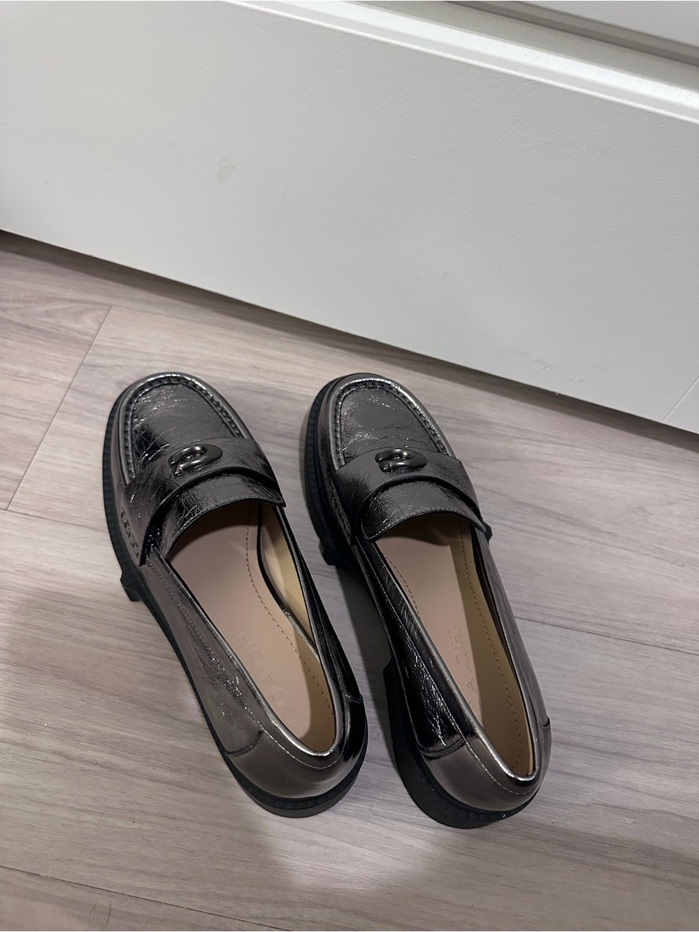 Coach gunmetal Patent Leather Women's Loafers - Classic Slip-On